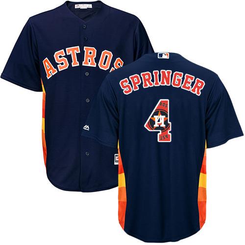 Astros #4 George Springer Navy Blue Team Logo Fashion Stitched MLB Jersey - Click Image to Close